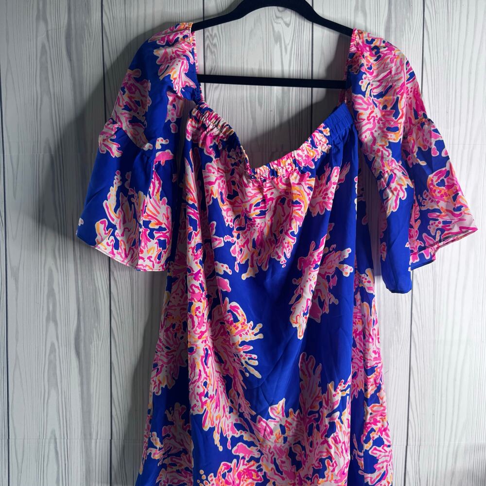 Lilly Pulitzer Sanilla Brilliant Blue It’s Eelectric Silk Dress Size Small